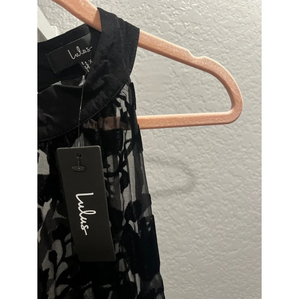 NWT Lulus Lovella Black Velvet Burnout Chiffon Maxi Dress XL